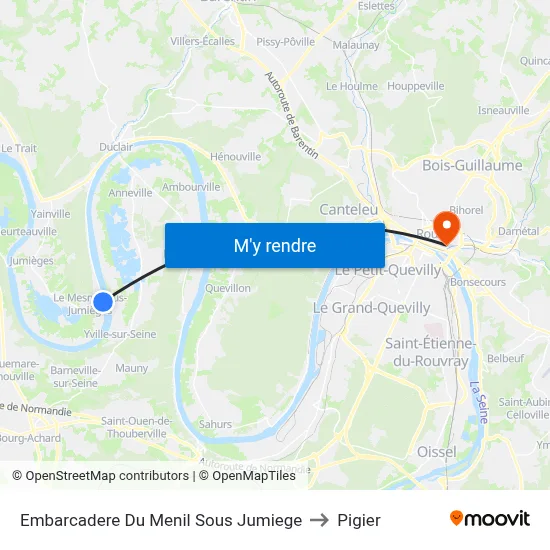 Embarcadere Du Menil Sous Jumiege to Pigier map