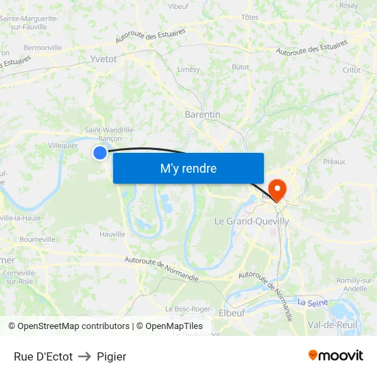 Rue D'Ectot to Pigier map