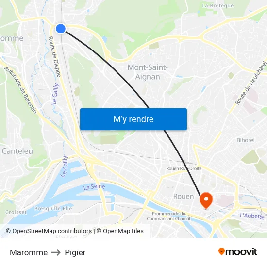 Maromme to Pigier map