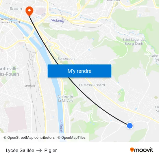 Lycée Galilée to Pigier map