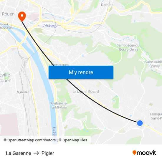 La Garenne to Pigier map