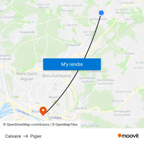 Calvaire to Pigier map