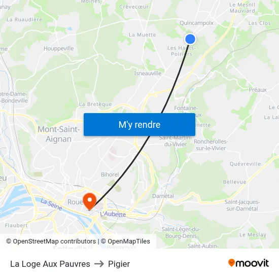 La Loge Aux Pauvres to Pigier map
