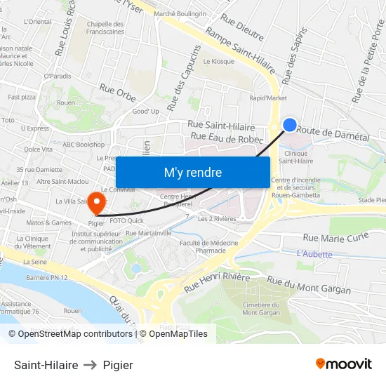 Saint-Hilaire to Pigier map