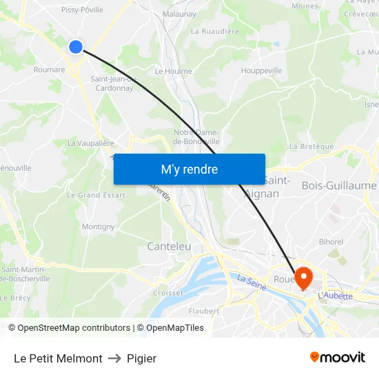 Le Petit Melmont to Pigier map