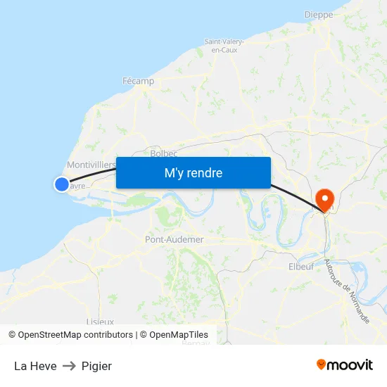 La Heve to Pigier map