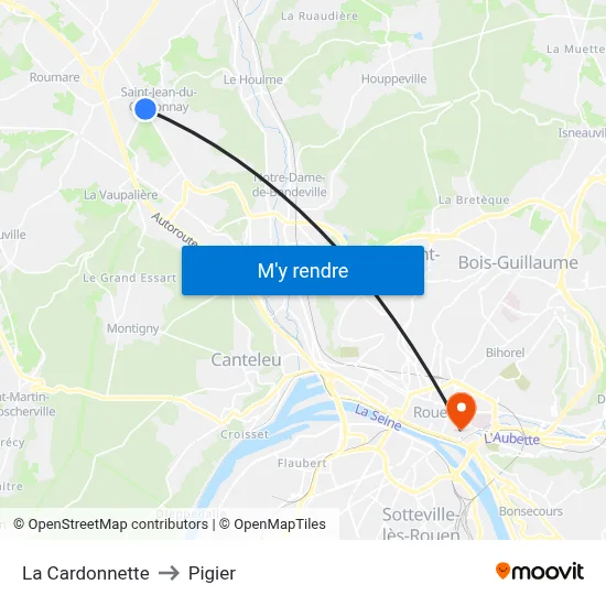La Cardonnette to Pigier map