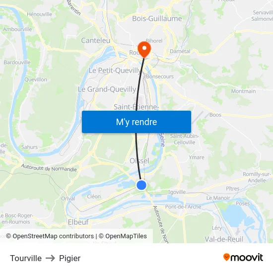 Tourville to Pigier map