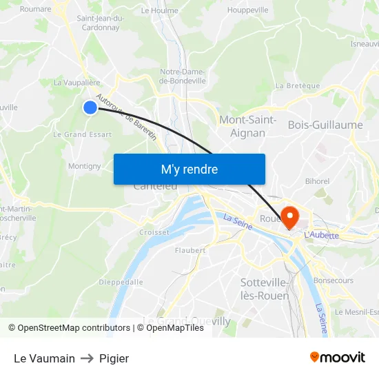 Le Vaumain to Pigier map