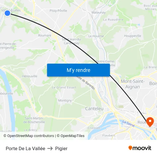 Porte De La Vallée to Pigier map