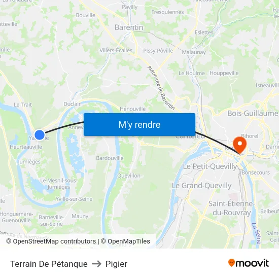 Terrain De Pétanque to Pigier map