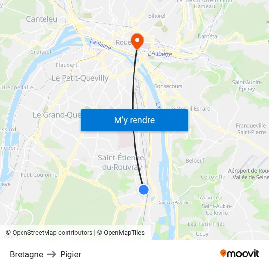 Bretagne to Pigier map