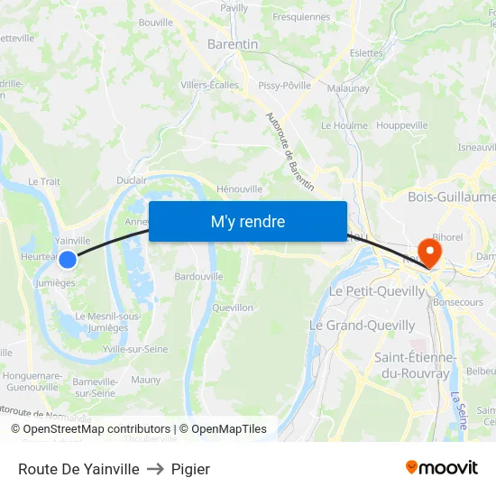 Route De Yainville to Pigier map