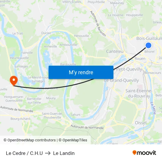 Le Cedre / C.H.U to Le Landin map