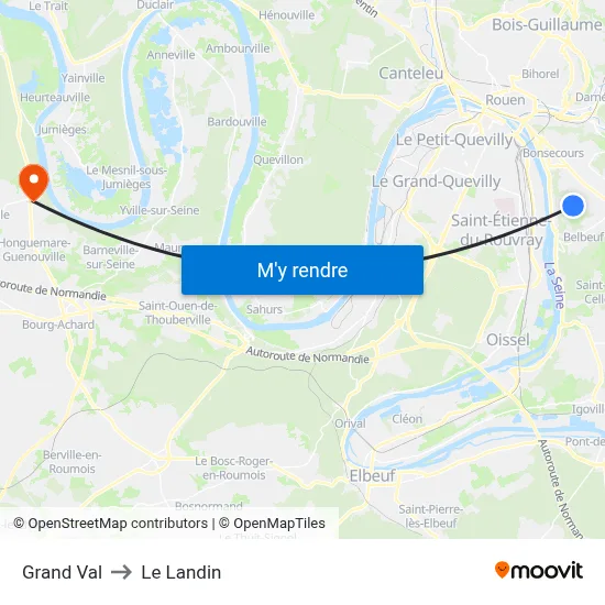 Grand Val to Le Landin map