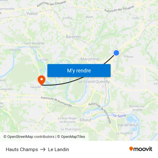 Hauts Champs to Le Landin map