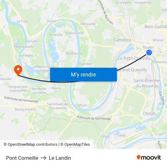 Pont Corneille to Le Landin map