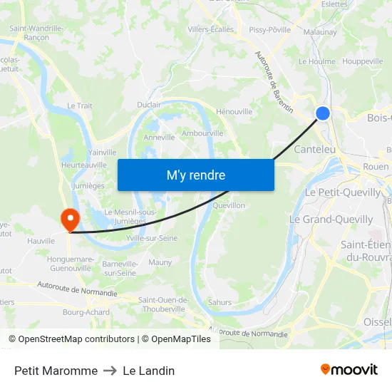 Petit Maromme to Le Landin map