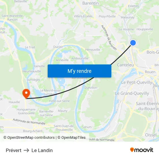 Prévert to Le Landin map