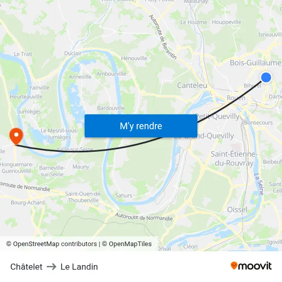 Châtelet to Le Landin map
