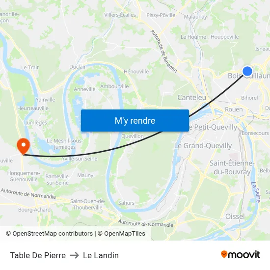 Table De Pierre to Le Landin map