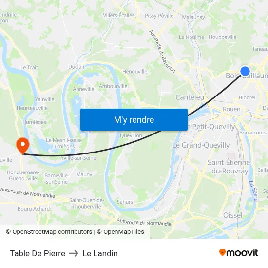 Table De Pierre to Le Landin map