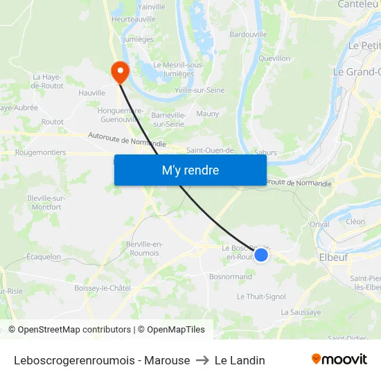 Leboscrogerenroumois - Marouse to Le Landin map
