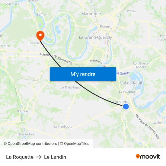 La Roquette to Le Landin map