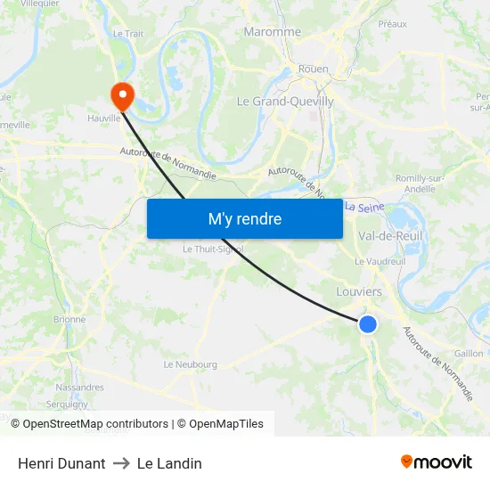 Henri Dunant to Le Landin map