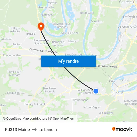 Rd313 Mairie to Le Landin map
