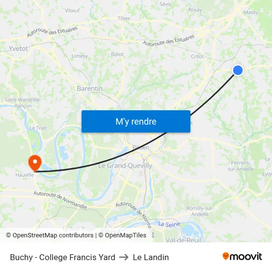 Buchy - College Francis Yard to Le Landin map