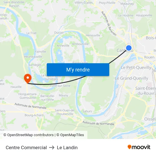 Centre Commercial to Le Landin map