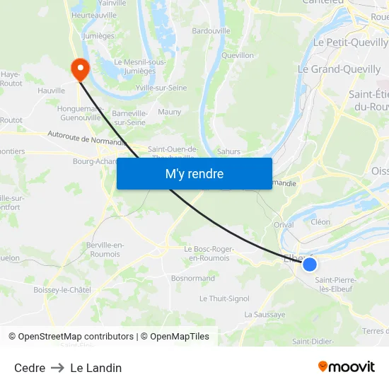 Cedre to Le Landin map