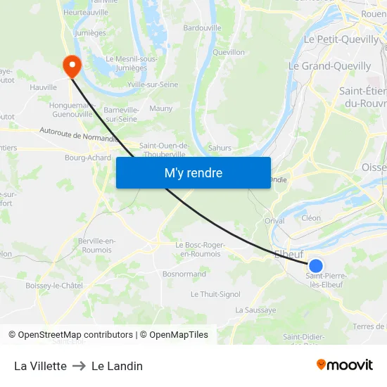 La Villette to Le Landin map