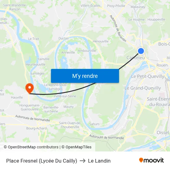 Place Fresnel (Lycée Du Cailly) to Le Landin map
