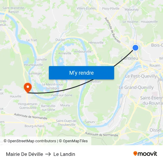 Mairie De Déville to Le Landin map