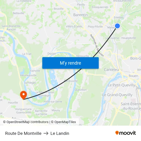 Route De Montville to Le Landin map
