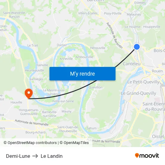 Demi-Lune to Le Landin map