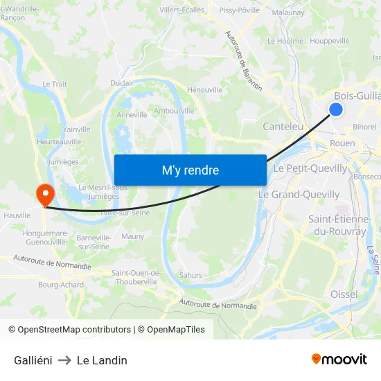 Galliéni to Le Landin map