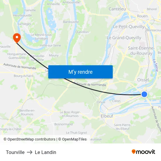 Tourville to Le Landin map