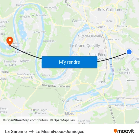 La Garenne to Le Mesnil-sous-Jumieges map