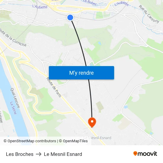 Les Broches to Le Mesnil Esnard map