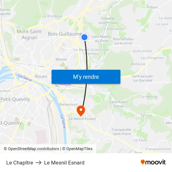 Le Chapître to Le Mesnil Esnard map