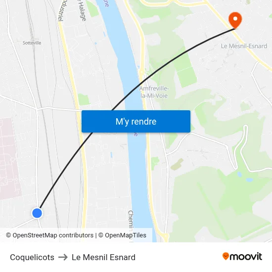 Coquelicots to Le Mesnil Esnard map