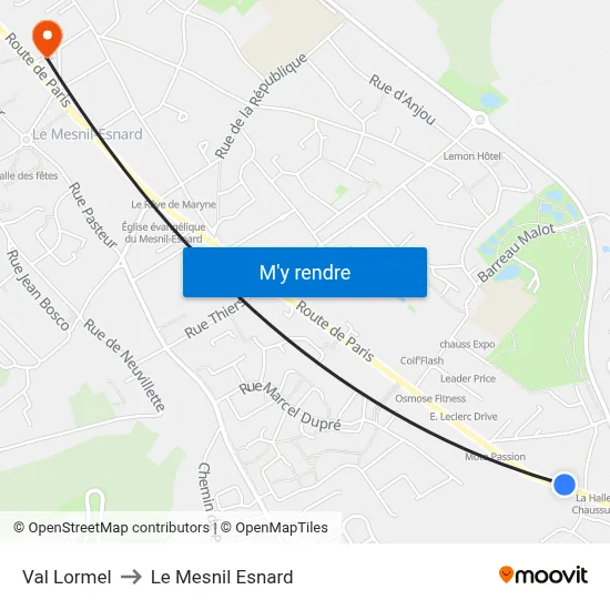 Val Lormel to Le Mesnil Esnard map