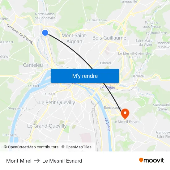Mont-Mirel to Le Mesnil Esnard map