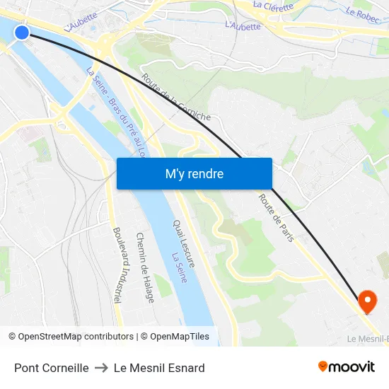 Pont Corneille to Le Mesnil Esnard map