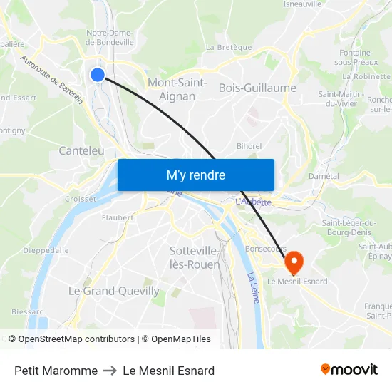 Petit Maromme to Le Mesnil Esnard map