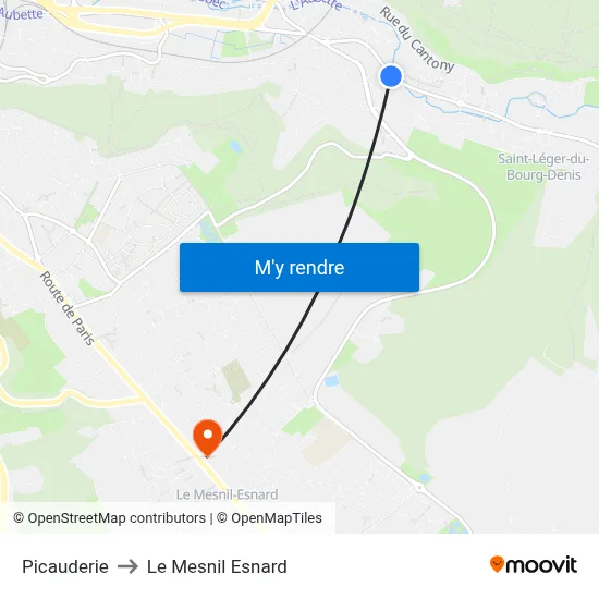 Picauderie to Le Mesnil Esnard map