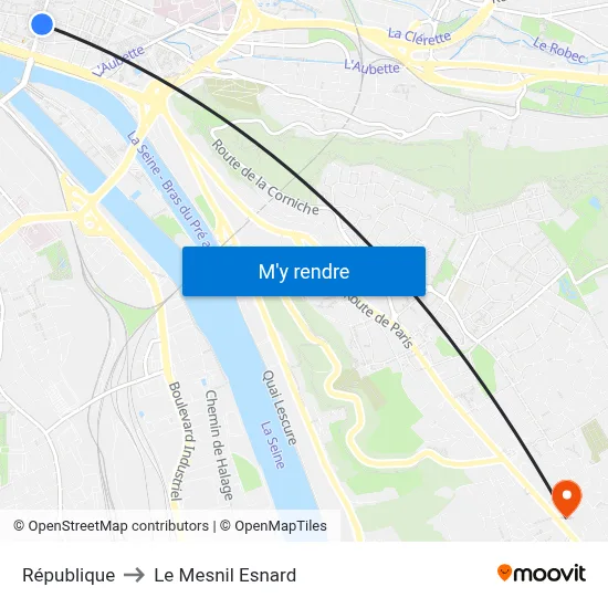 République to Le Mesnil Esnard map